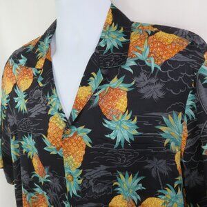 Vintage Paradise Found Hawaiian Aloha Shirt Mens M ? Pineapple Black Made in HI